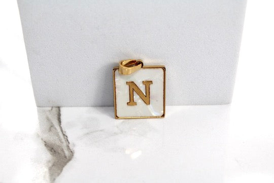 Load image into Gallery viewer, Marble Letter Frame Charms - Gold Plated
