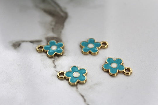 Load image into Gallery viewer, Blue Daisy Charm - Gold Plated
