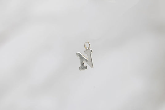 Sterling Silver White Block Style Letter Charm -N