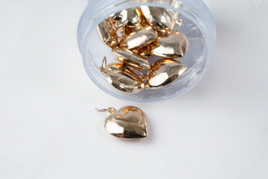 Puffy Heart Charm - 14k Gold