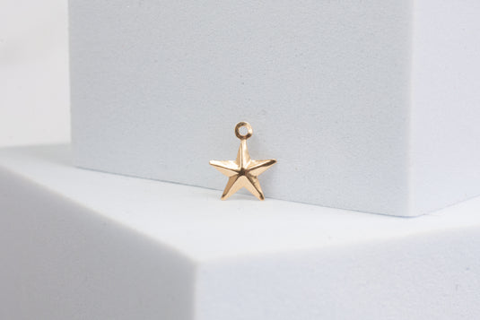 Delta Star Charm - 14K Solid Gold (Yellow)