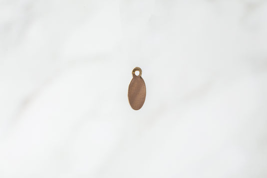 Flat Blank Oval Charm - 14K Solid Gold (Yellow)