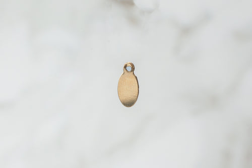 Flat Blank Oval Charm - 14K Solid Gold (Yellow)
