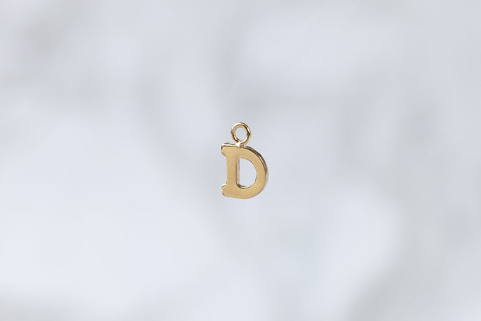 14K Gold Yellow Block Style Letter Charm - D