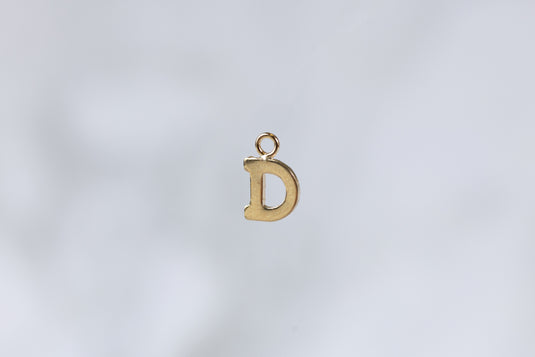 14K Gold Yellow Block Style Letter Charm - D