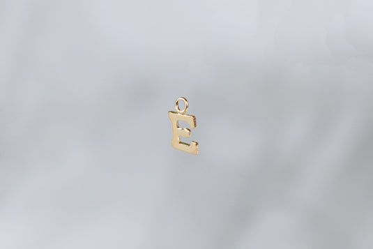 14K Gold Yellow Block Style Letter Charm - E