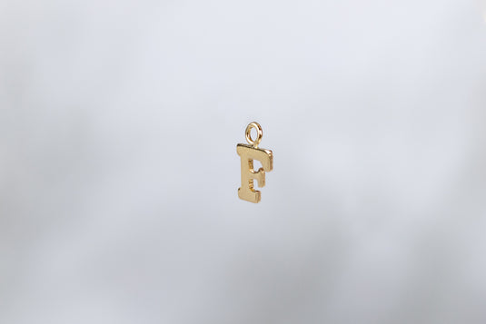 14K Gold Yellow Block Style Letter Charm - F