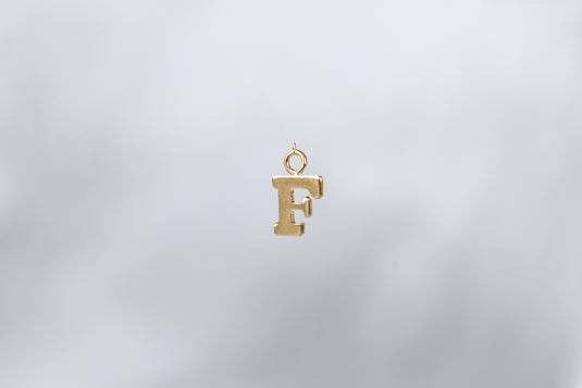 14K Gold Yellow Block Style Letter Charm - F