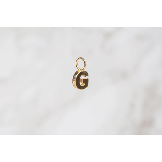 14K Gold Yellow Block Style Letter Charm - G