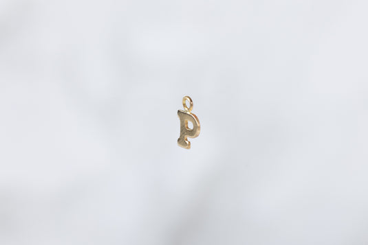14K Gold Yellow Block Style Letter Charm - P