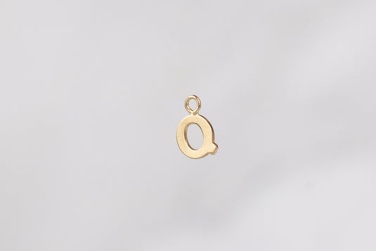 14K Gold Yellow Block Style Letter Charm - Q