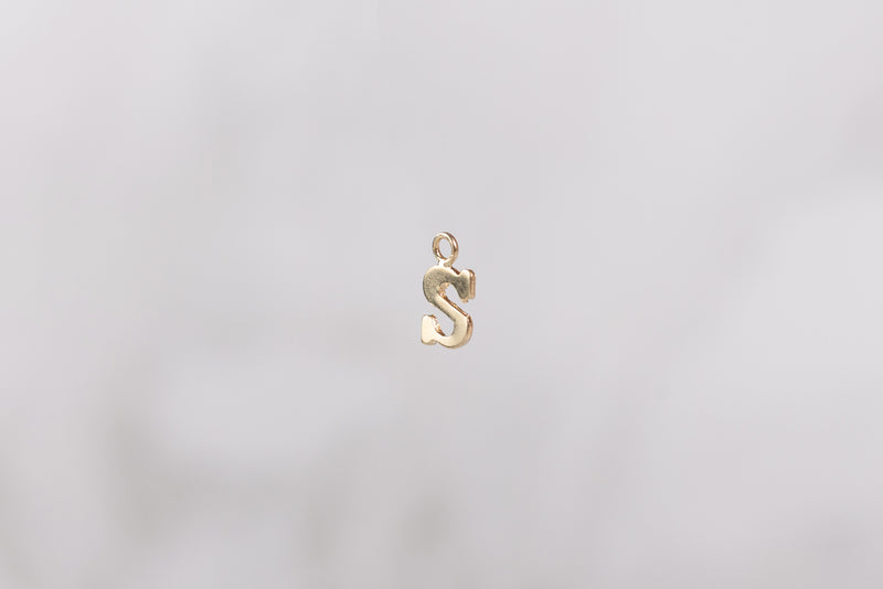 Load image into Gallery viewer, 14K Gold Yellow Block Style Letter Charm - S
