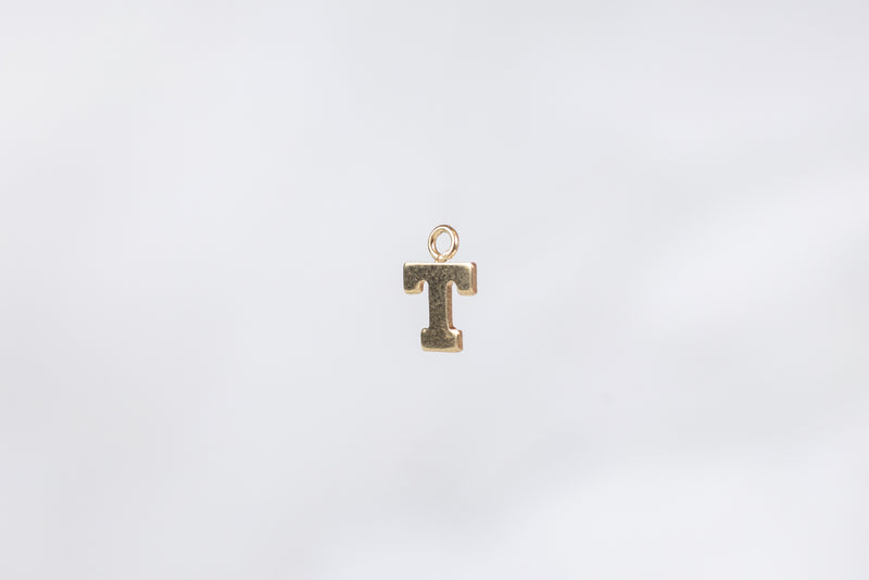 Load image into Gallery viewer, 14K Gold Yellow Block Style Letter Charm - T
