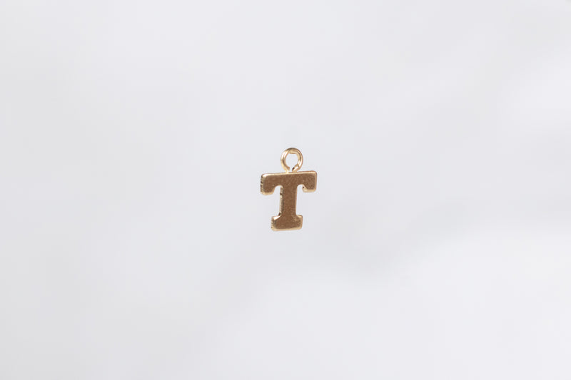 Load image into Gallery viewer, 14K Gold Yellow Block Style Letter Charm - T
