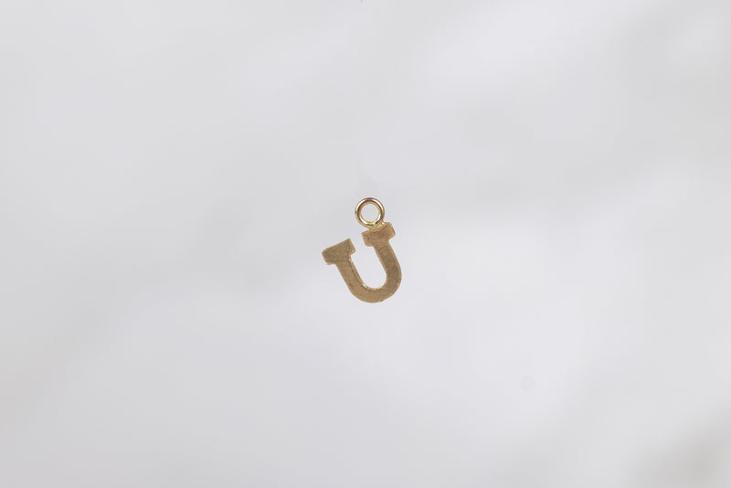 Load image into Gallery viewer, 14K Gold Yellow Block Style Letter Charm - U
