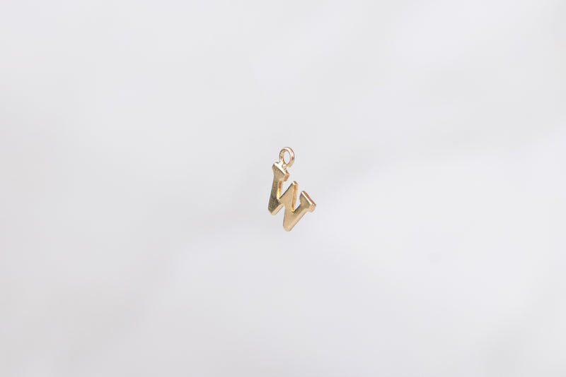 Load image into Gallery viewer, 14K Gold Yellow Block Style Letter Charm - W
