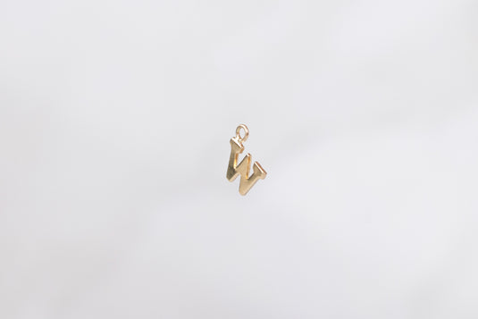 14K Gold Yellow Block Style Letter Charm - W