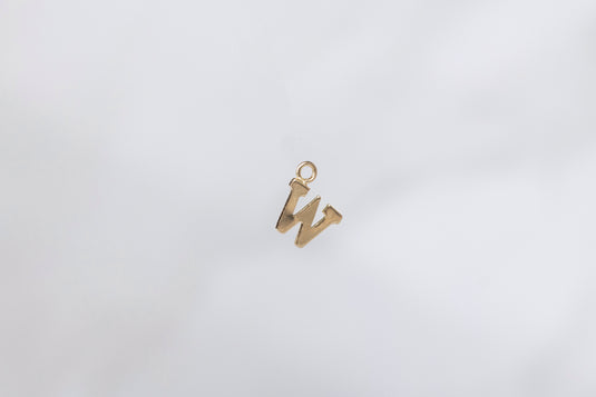 14K Gold Yellow Block Style Letter Charm - W