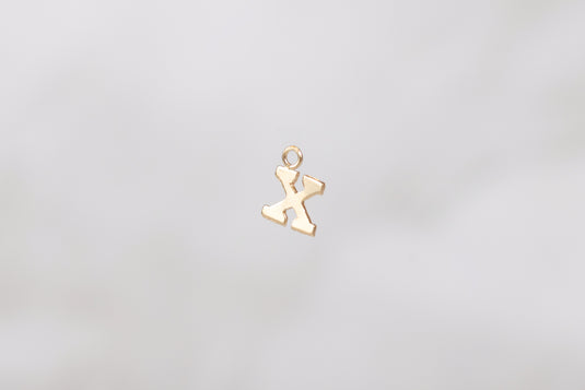 14K Gold Yellow Block Style Letter Charm - X