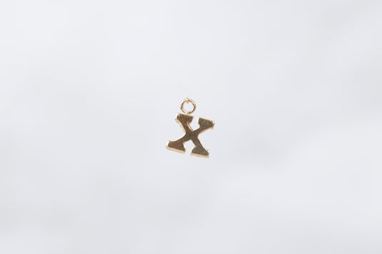 14K Gold Yellow Block Style Letter Charm - X
