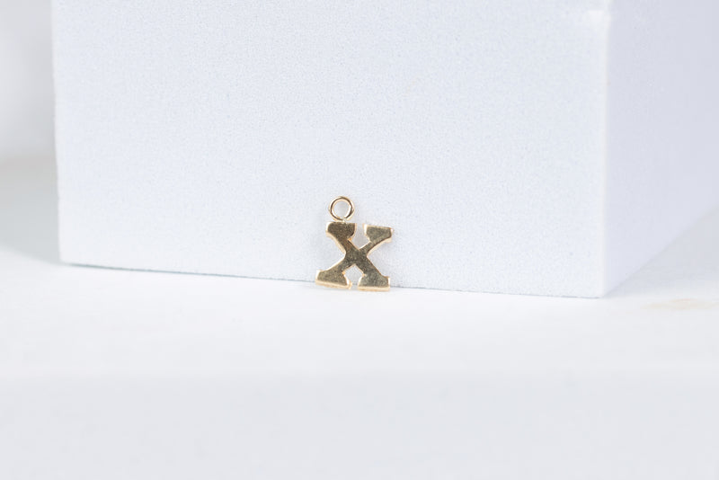 Load image into Gallery viewer, 14K Gold Yellow Block Style Letter Charm - X
