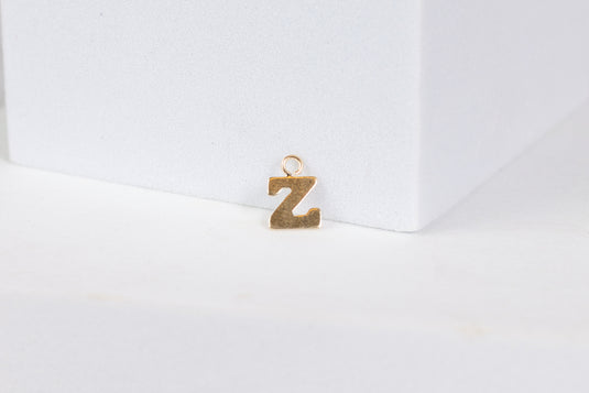 14K Gold Yellow Block Style Letter Charm - Z