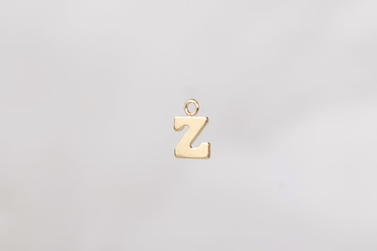 14K Gold Yellow Block Style Letter Charm - Z