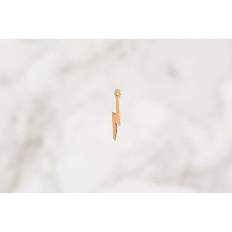 Load image into Gallery viewer, Gold Filled 3x13mm Rose Flat Lightning Bolt Charm
