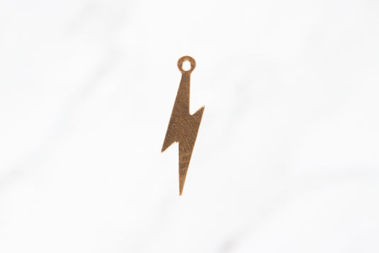 Flat Lightning Bolt Charm - 14K Gold Filled (Yellow)