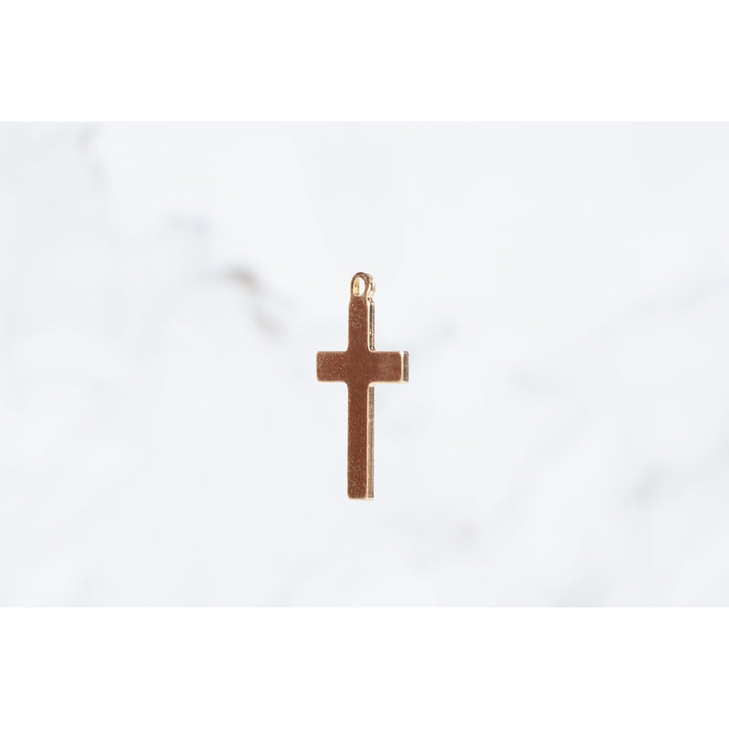 Load image into Gallery viewer, Gold Filled Yellow No Bail Flat Plain Cross Charms
