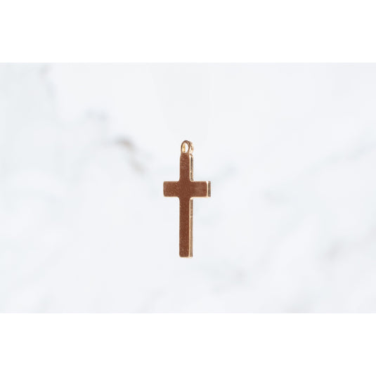 Gold Filled Yellow No Bail Flat Plain Cross Charms