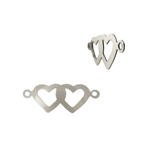Double Heart Connector - Sterling Silver
