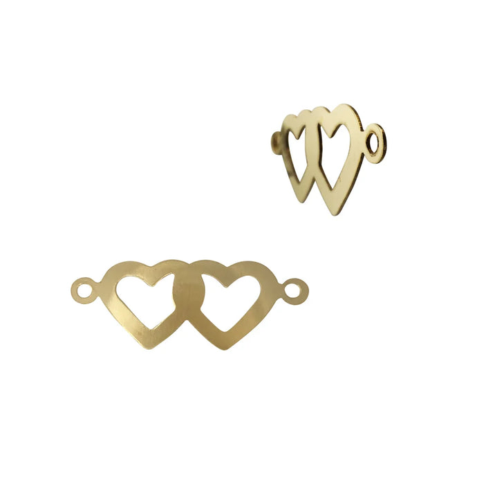 Double Heart Connector - 14K Gold Filled (Yellow)