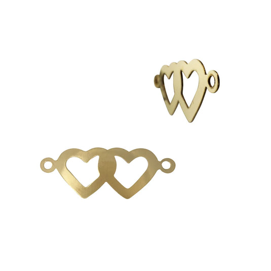 Double Heart Connector - Gold Filled (Yellow)