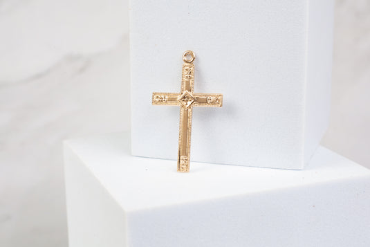 Yellow Gold  Gold Filled  Gold  cross  charm