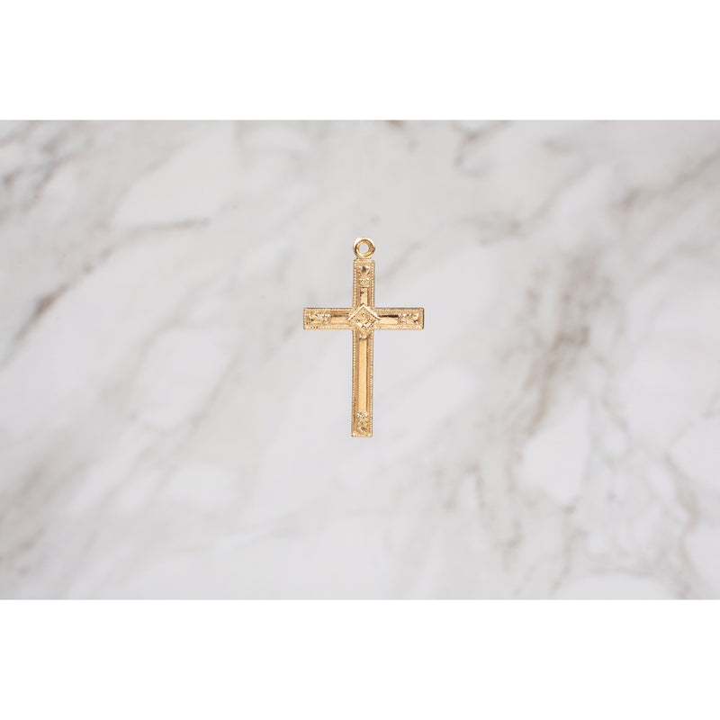 Load image into Gallery viewer, Gold Filled Yellow 25x38mm Cross Charms with Design
