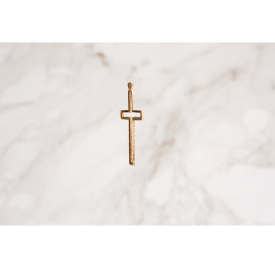 Gold Filled Yellow Square Outline Cross Charm