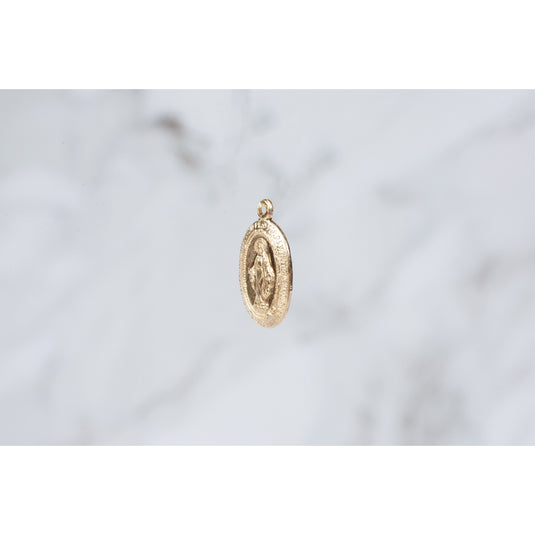 Oval Blessed Mother Virgin Mary, Our Lady of Guadalupe Pendant - Gold Filled