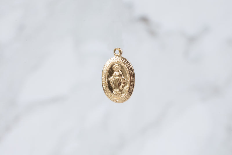 Load image into Gallery viewer, Blessed Mother Virgin Mary, Our Lady of Guadalupe Charm - 14K Gold Filled (Yellow)
