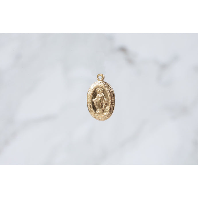 virgin mary  religious  pendant  oval  Gold Filled  Gold  charm