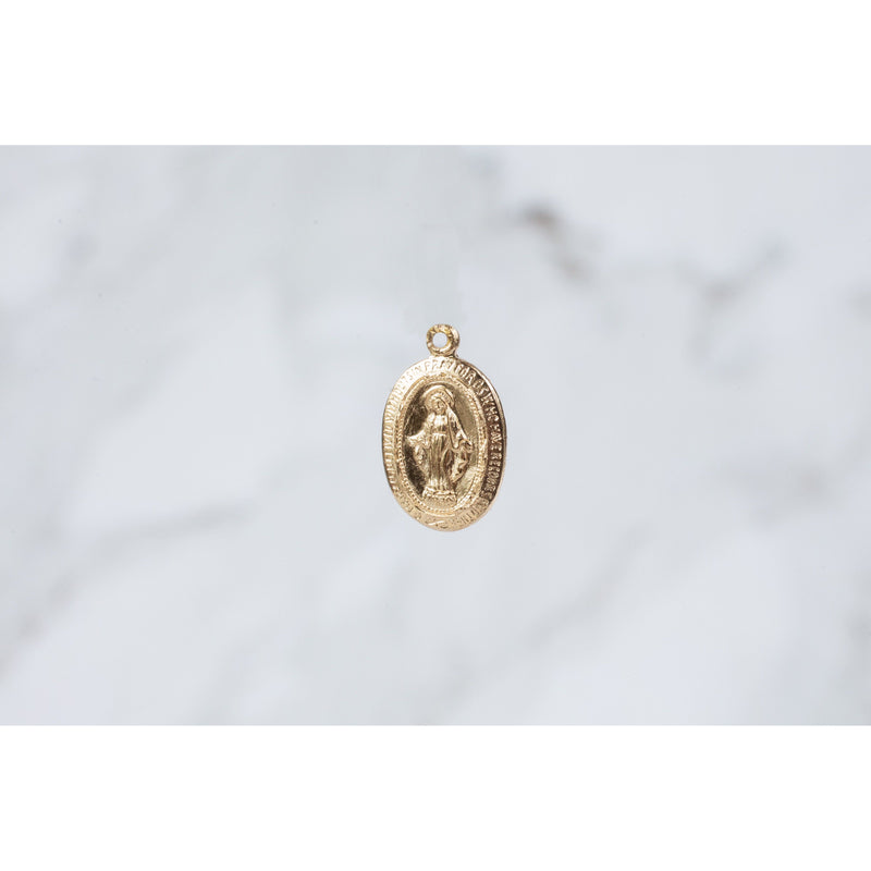 Load image into Gallery viewer, virgin mary  religious  pendant  oval  Gold Filled  Gold  charm
