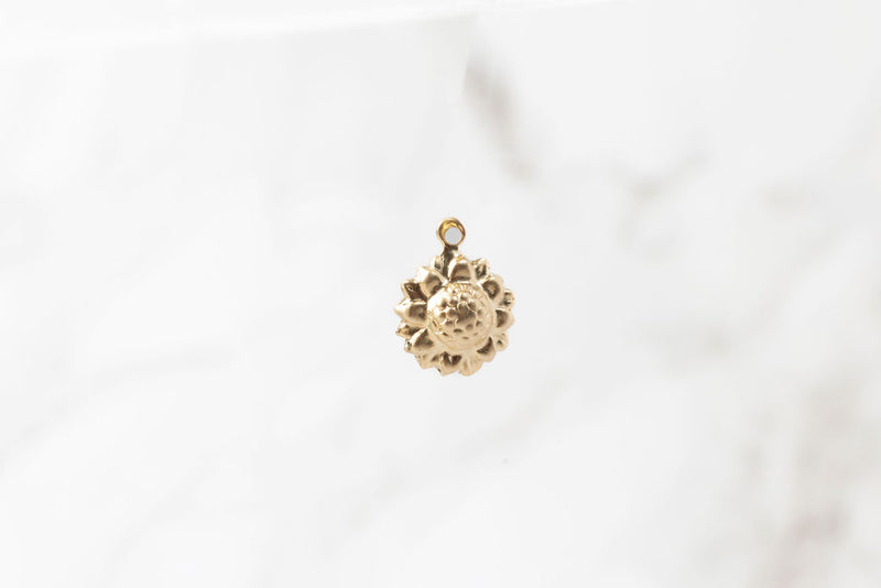 Load image into Gallery viewer, Gold Filled Yellow 9mm Sunflower Charm
