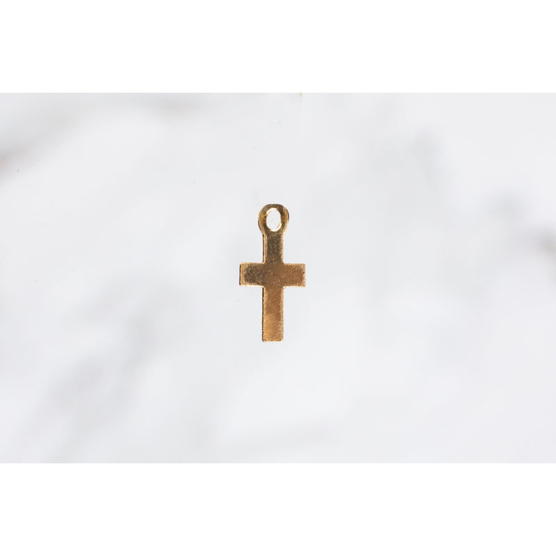 Load image into Gallery viewer, Yellow Gold  Gold Filled  Gold  cross  charm permanent jewelry supplies
