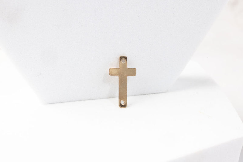 Load image into Gallery viewer, Cross Charm with 2 Holes- Gold Filled (Yellow)
