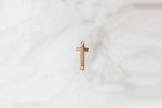 Cross Charm with 2 Holes- Gold Filled (Yellow)