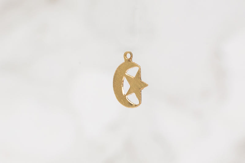 Load image into Gallery viewer, Moon Star Charm - 14K Gold Filled (Yellow)
