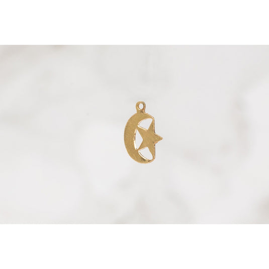 Yellow Gold  star  moon  Gold Filled  Gold  charm