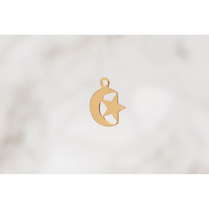 Load image into Gallery viewer, Moon Star Charm - Gold Filled (Yellow)
