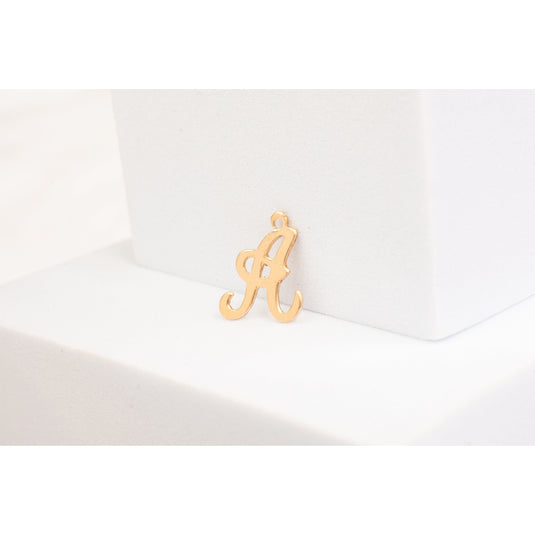 Yellow Gold  Letter  Gold Filled  Cursive  charm  A permanent jewelry supplies