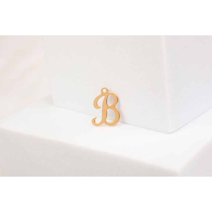 Yellow Gold  Letter  Gold Filled  Cursive  charm  B